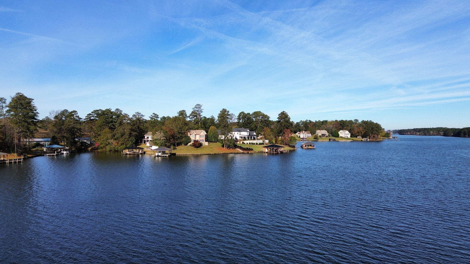 Established lakefront homes line the most desired cove on Lake Sinclair.
